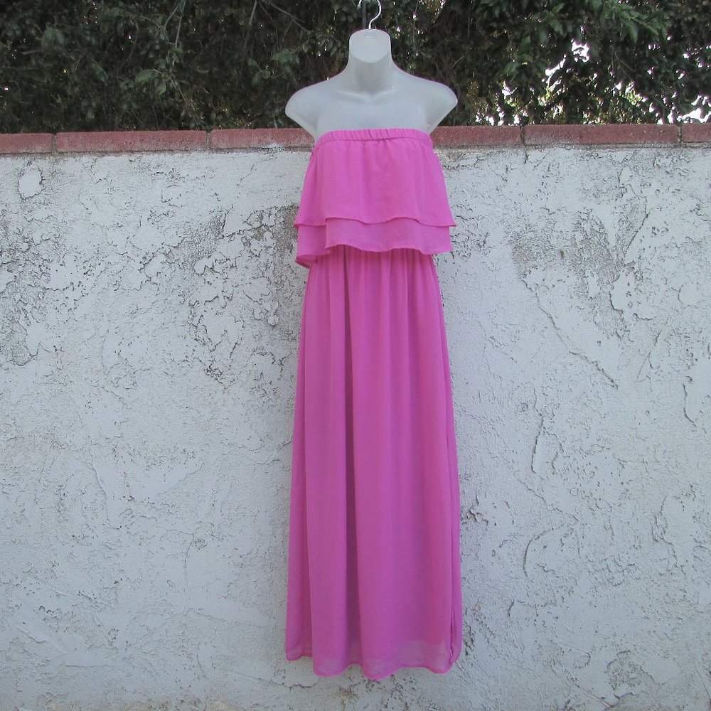 Bar III pink strapless side slit  maxi dress M